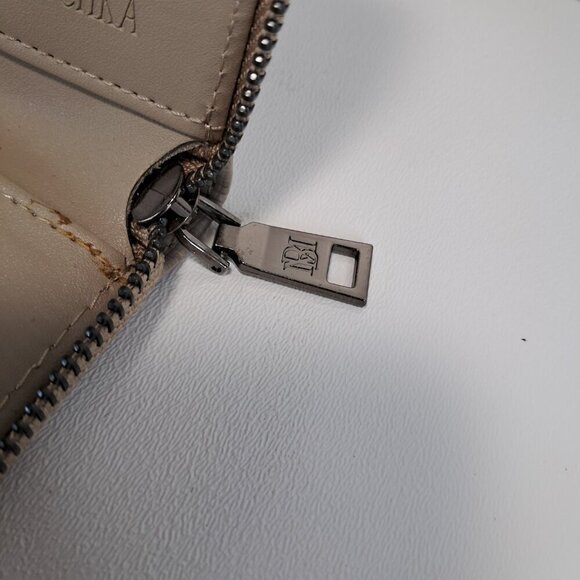 Badgley Mischka Zip Around Flap Front Pocket Taupe Wallet - Picture 8 of 12